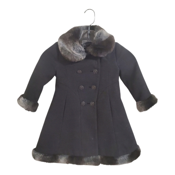 Rothschild Other - Rothschild Charcoal Gray Faux Fur Trimmed Formal Winter Jacket Size 2T